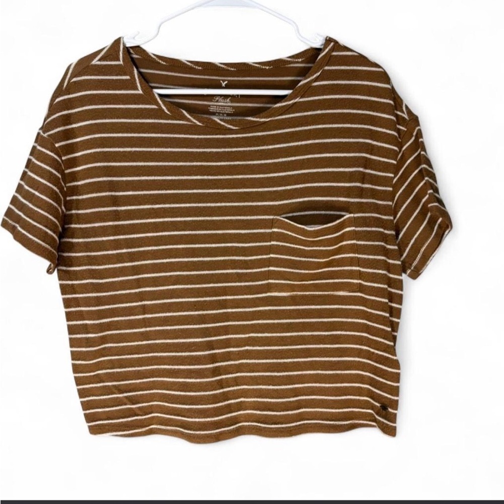 American Eagle Outfitters Brown and White Striped Tee